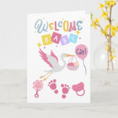 赤ちゃん女の子誕生カード カード (黄色い花)