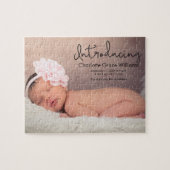 赤ちゃん女モダン子誕生の写真アナウンス ジグソーパズル (横)