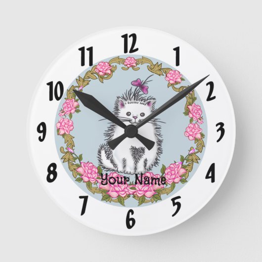 赤ちゃん子猫時計 ラウンド壁時計 (正面)