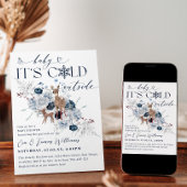 赤ちゃん寒いよ 外は冬の花と鹿のベイビーシャワー 招待状