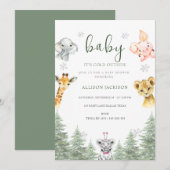 赤ちゃん寒い森の外ベイビーシャワー 招待状 (正面/裏面)