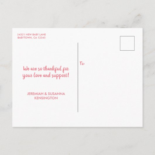 赤ちゃん少女のスイートピンクの写真を紹介 案内ポストカード (裏面)