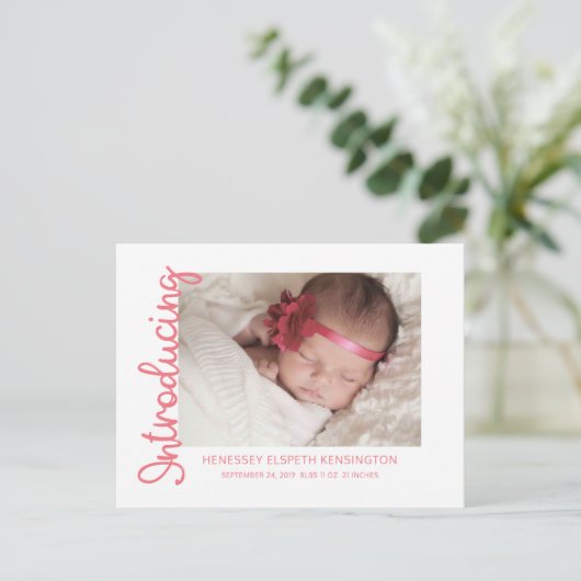 赤ちゃん少女のスイートピンクの写真を紹介 案内ポストカード (スタンド正面)