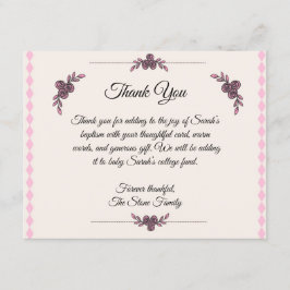 赤ちゃん少女のピンクバプテスマサンキューカード サンキューカード