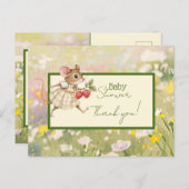赤ちゃん少女ウッドランド動物シャワーありがとう ポストカード (正面/裏面)