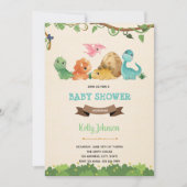 赤ちゃん恐竜かわいい招待状 セーブザデート (正面)