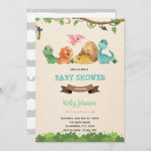 赤ちゃん恐竜かわいい招待状 セーブザデート (正面/裏面)