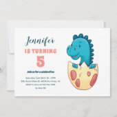 赤ちゃん恐竜の卵 誕生日 子供 恐竜 かわいい 招待状 (正面)