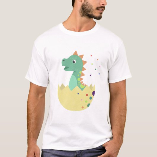 赤ちゃん恐竜の孵化 Tシャツ (正面)