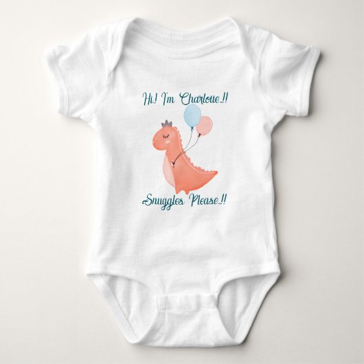 赤ちゃん恐竜の誕生日パーティー ベビーボディスーツ (正面)