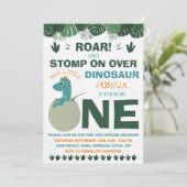赤ちゃん恐竜の1歳の誕生日パーティーへようこそ 招待状 (スタンド正面)
