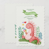 赤ちゃん恐竜ピンクの招待状 招待状 (正面/裏面)