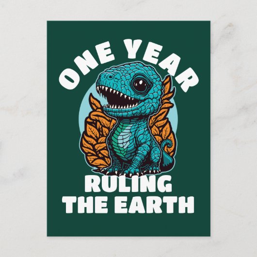 赤ちゃん恐竜１歳の誕生日 ポストカード (正面)