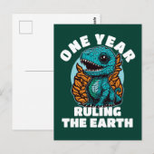 赤ちゃん恐竜1歳の誕生日 ポストカード (正面/裏面)