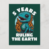 赤ちゃん恐竜5歳の誕生日 ポストカード (正面)