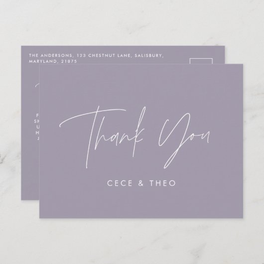 赤ちゃん感謝していのシャワー薄紫紫エレガント0 ポストカード (正面/裏面)