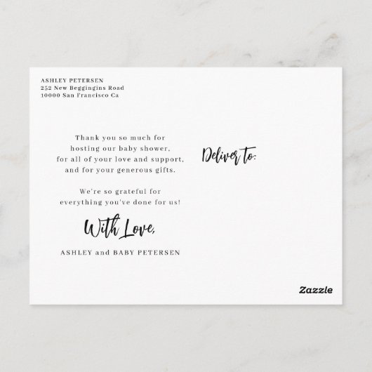 赤ちゃん感謝していシャワーあなたの写真はがき ポストカード (裏面)