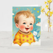 赤ちゃん折りたたみグリーティングカード カード (黄色い花)