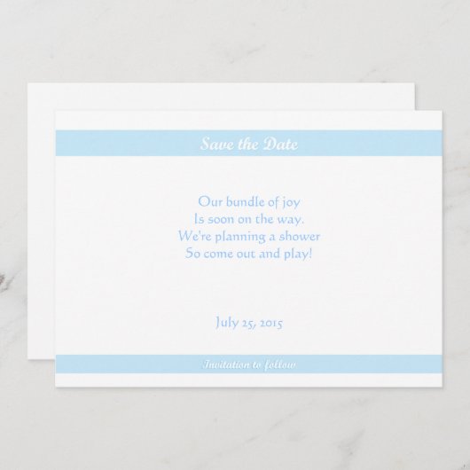 赤ちゃん救のシャワー – 日付の青 セーブザデート (正面/裏面)