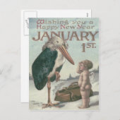 赤ちゃん新年 ケルブ エンジェル コウテンチョウ シーズンポストカード (正面/裏面)