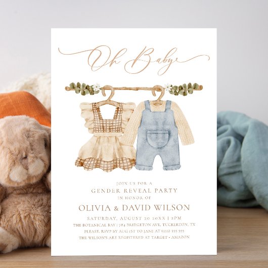 赤ちゃん服の水の色素朴性別の表示 招待状