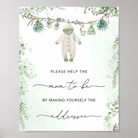 赤ちゃん服ぼほ赤ちゃんシャワー住所と封筒 ポスター (正面)