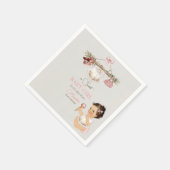 赤ちゃん服ガールベビーシャワーアイボリーピンク スタンダードカクテルナプキン (角)