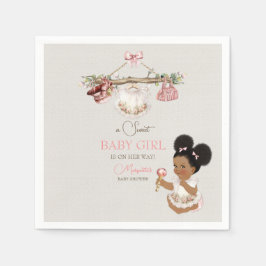 赤ちゃん服ガールベビーシャワーアイボリーピンク スタンダードカクテルナプキン