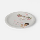 赤ちゃん服ガールベビーシャワーアイボリーピンク ペーパープレート (アングル)