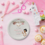 赤ちゃん服ガールベビーシャワーアイボリーピンク ペーパープレート (パーティー)
