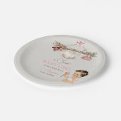 赤ちゃん服ガールベビーシャワーアイボリーピンク ペーパープレート (アングル)