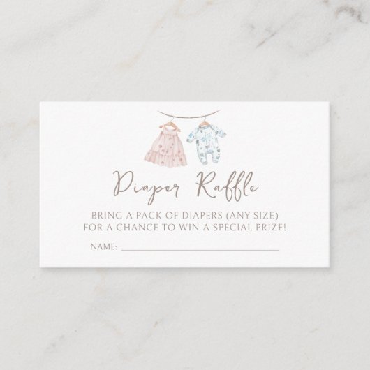 赤ちゃん服ジェンダーおむつラッフルを明らかにする エンクロージャーカード (正面)