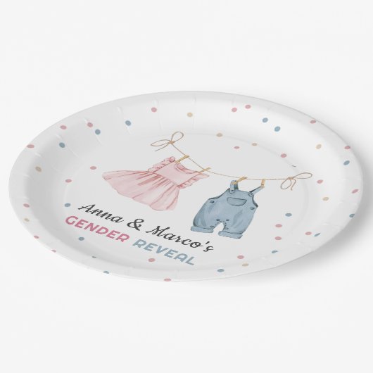 赤ちゃん服ジェンダーが赤ちゃんシャワーを明かす ペーパープレート (アングル)