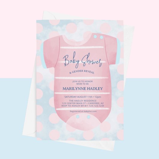 赤ちゃん服ジェンダーが赤ちゃんシャワーを明かす 招待状