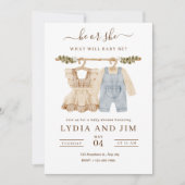 赤ちゃん服ジェンダーリビール招待状ボホベビー 招待状 (正面)