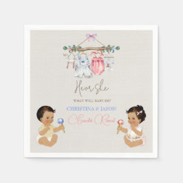 赤ちゃん服ジェンダー明らかにアイボリーピンクブルー スタンダードカクテルナプキン