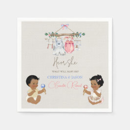 赤ちゃん服ジェンダー明らかにアイボリーピンクブルー スタンダードカクテルナプキン