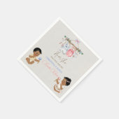 赤ちゃん服ジェンダー明らかにアイボリーピンクブルー スタンダードカクテルナプキン (角)