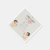 赤ちゃん服ジェンダー明らかにアイボリーピンクブルー スタンダードカクテルナプキン (角)