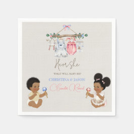 赤ちゃん服ジェンダー明らかにアイボリーピンクブルー スタンダードカクテルナプキン