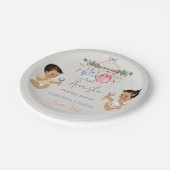 赤ちゃん服ジェンダー明らかにアイボリーピンクブルー ペーパープレート (アングル)