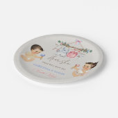 赤ちゃん服ジェンダー明らかにアイボリーピンクブルー ペーパープレート (アングル)