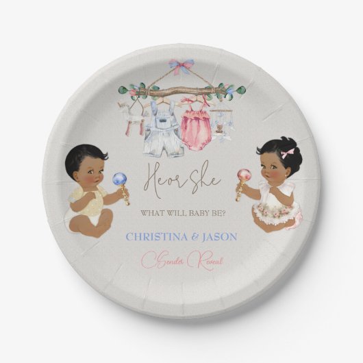 赤ちゃん服ジェンダー明らかにアイボリーピンクブルー ペーパープレート (正面)