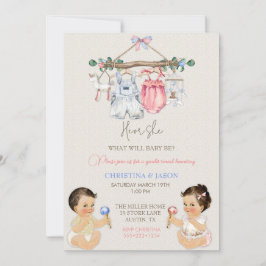 赤ちゃん服ジェンダー明らかにアイボリーピンクブルー 招待状