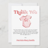 赤ちゃん服ピンクガール赤ちゃんシャワーサンキューカード サンキューカード (正面)