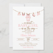 赤ちゃん服ベビーシャワー招待状 – ピンク 招待状 (正面)