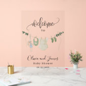 赤ちゃん服ベビーシャワー招待状、ミニマリスト アクリルサイン (ウェディング)