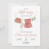 赤ちゃん服ベビーシャワー招待状、女の子ベビーシャワー 招待状 (正面)