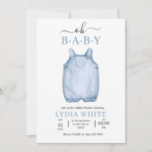 赤ちゃん服ベビーシャワー招待状、男の子シャワー 招待状 (正面)