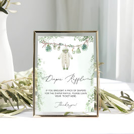 赤ちゃん服ボホグリーンベビーシャワーおむつラッフル ポスター